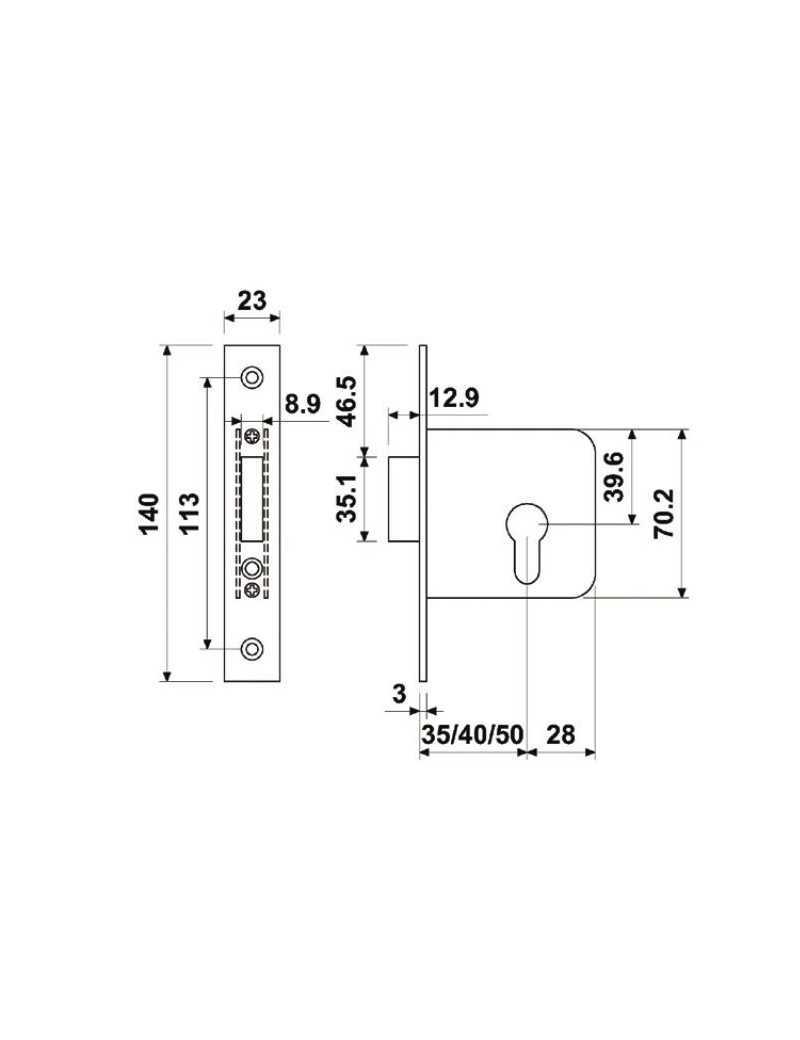 CERRADURA E3812-35 C/RED INOX