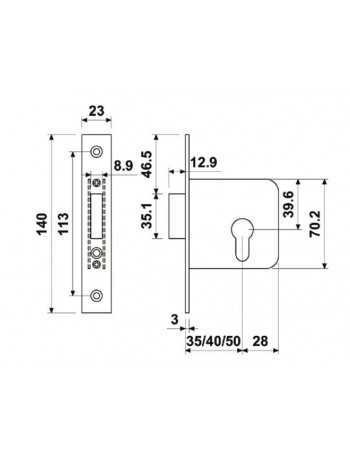 CERRADURA E3812-35 C/RED INOX