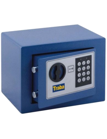 CAJA FUERTE TRABA MINI AZUL.