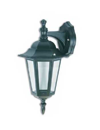 FAROL DE PARED DE JARDÍN 60W NEGRO DOWN