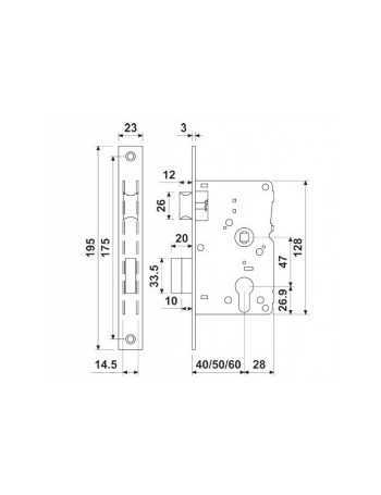 CERRADURA E3812-50 LATON F/R