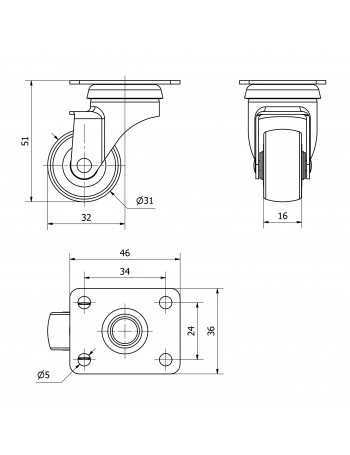 RUEDA 30 C/PLACA GRIS