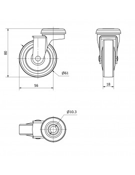 RUEDA 60 AGUJERO PASANTE GRIS 2