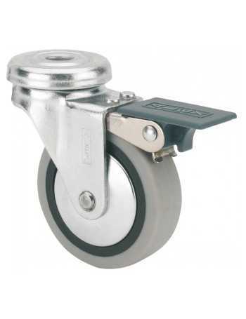 RUEDA 50 AGUJERO PASANTE GRIS C/FRENO.