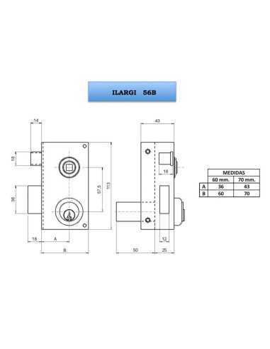 CERRADURA ILARGI 56 B 70 DCH. BR.