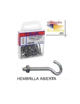 BLISTER HEMBRILLA ABIERTA C/TUERCA M.4